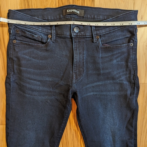 Express Mid Rise Dark Wash Supersoft Womens Skinny Jean Leggings Size 10R - Picture 2 of 13